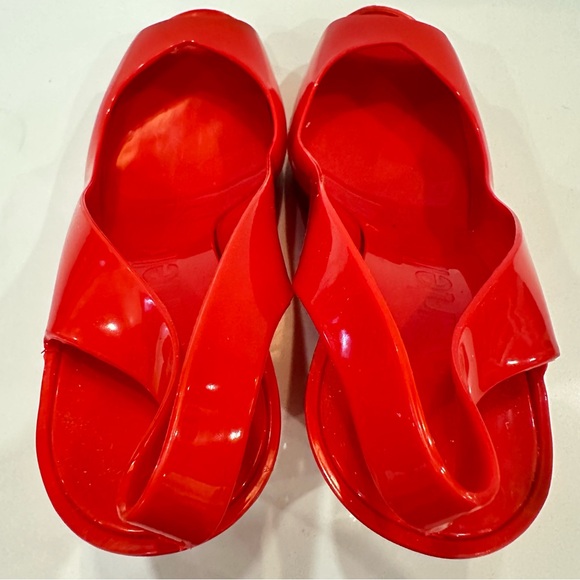 Kartell Red Rubber Wedge Heels Sz 40 Norma Luisa Slingback Shoes Pumps - Picture 7 of 10